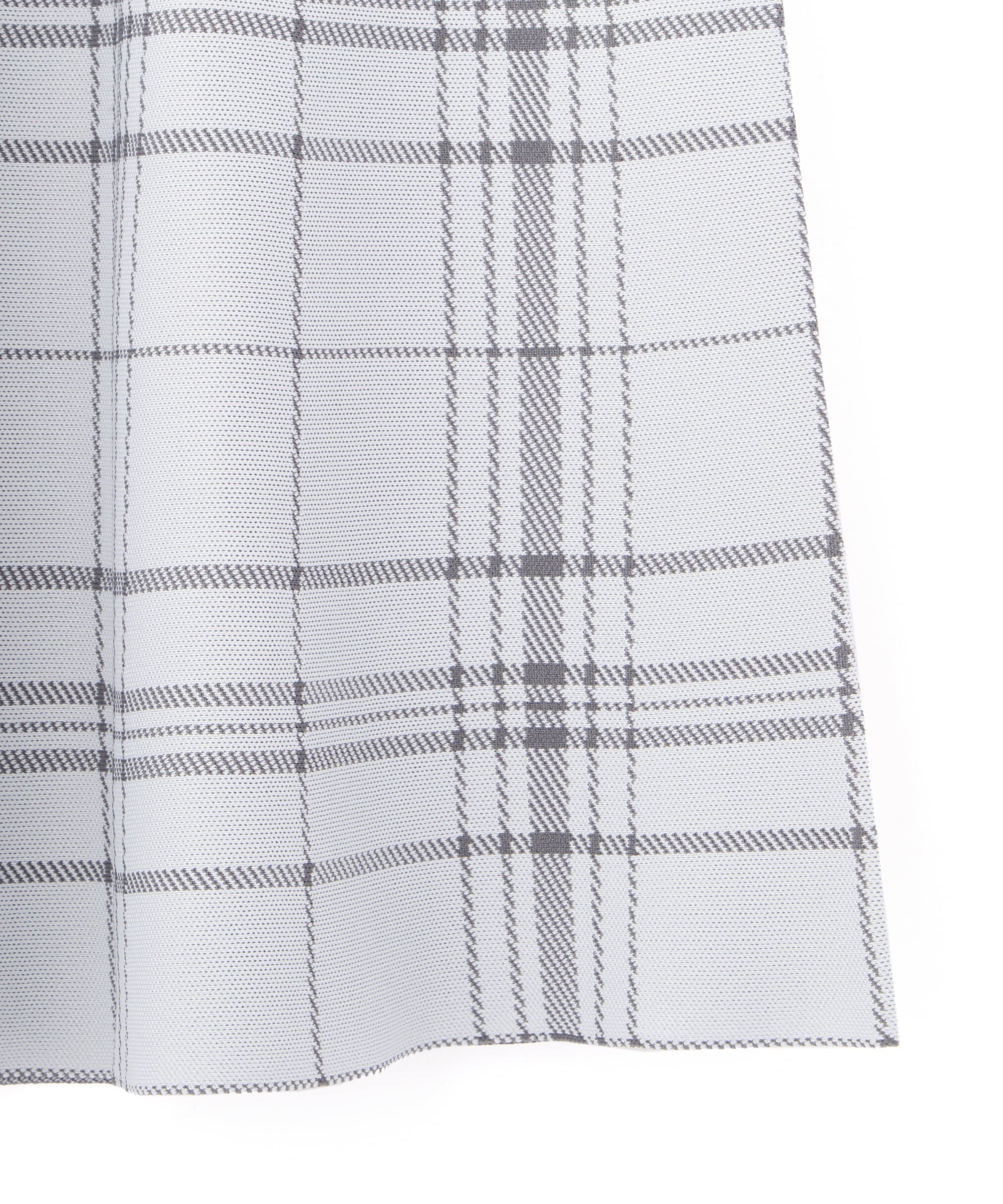  「ポロシャツ切り替えチェックニットワンピース」|ワンピース|