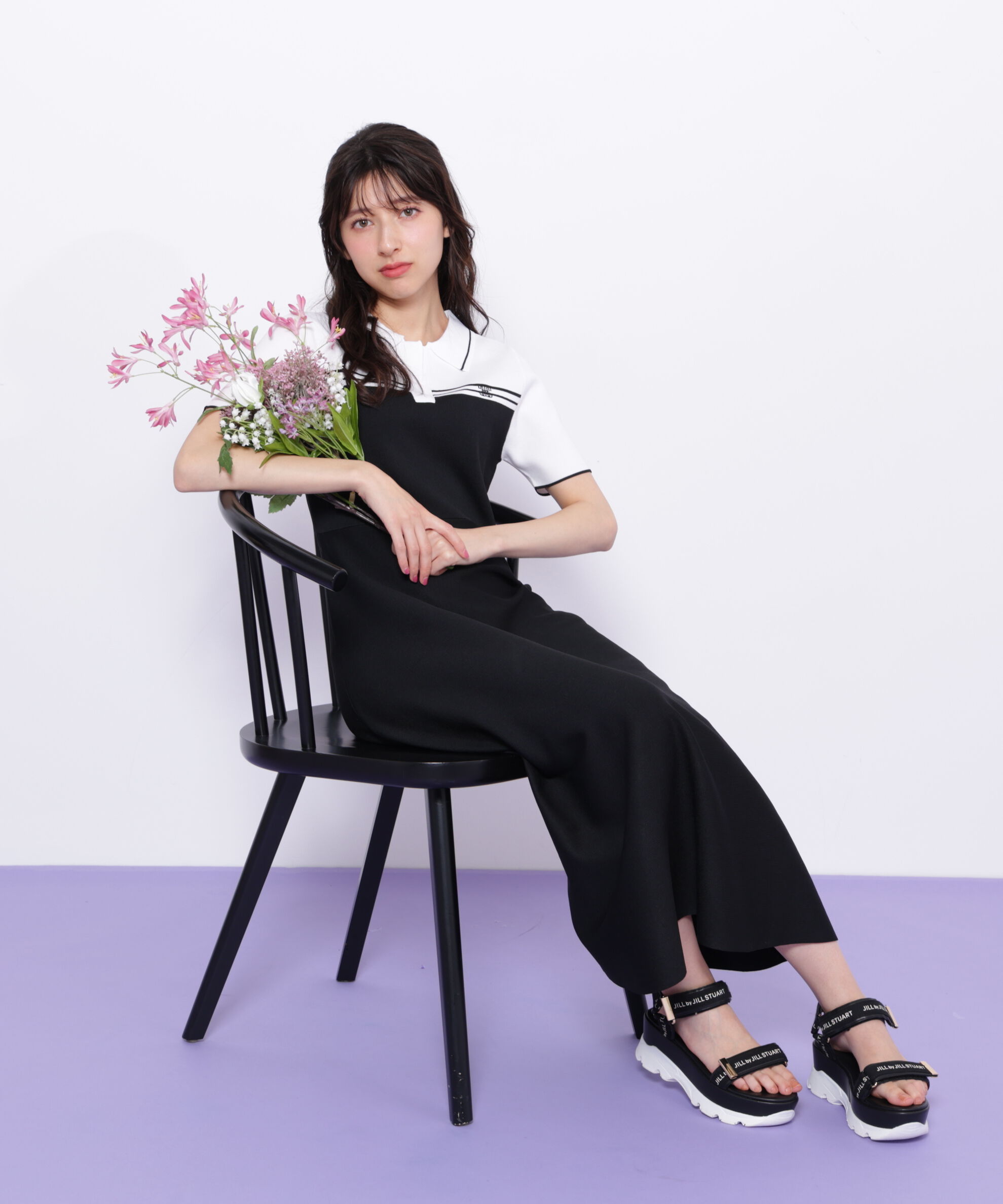  「配色切り替えポロシャツワンピース」|ワンピース|