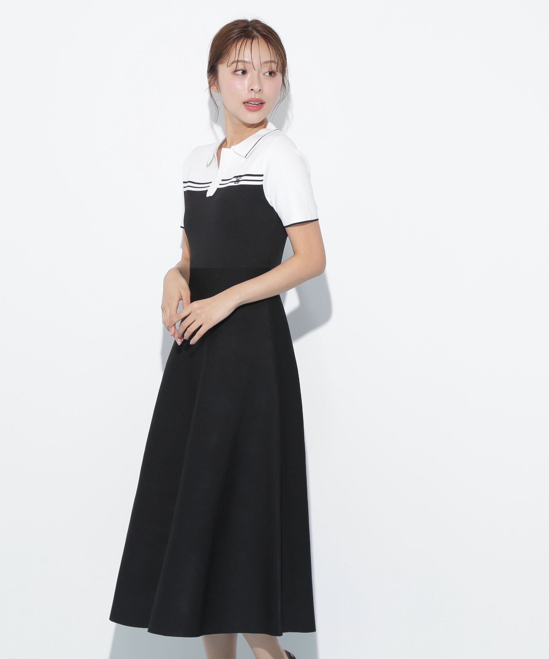  「配色切り替えポロシャツワンピース」|ワンピース|