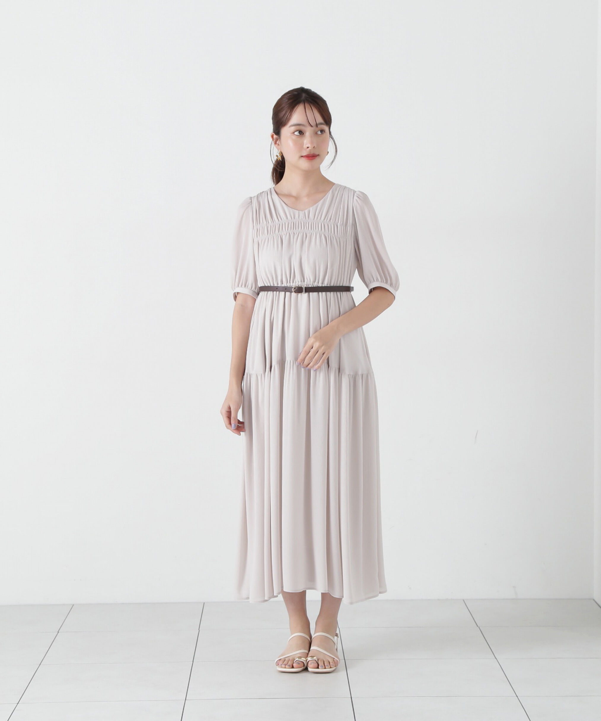 PROPORTION BODY DRESSING「ベルト付きギャザーワンピース」|ワンピース|