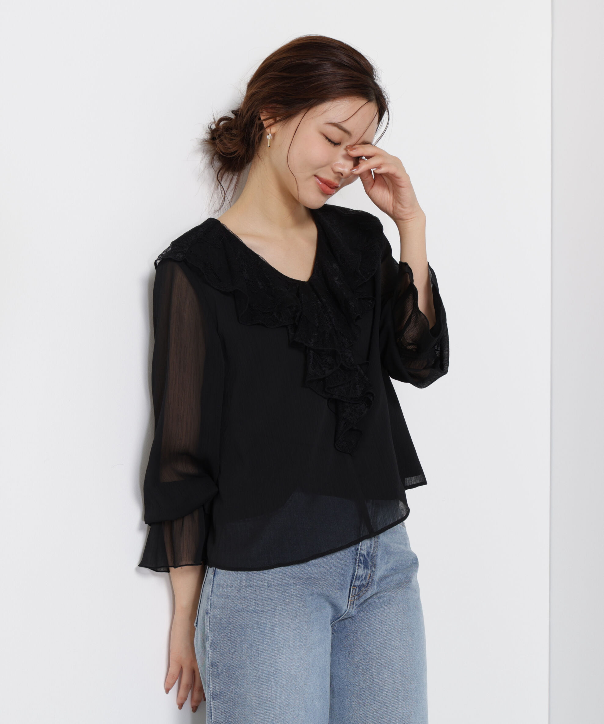 PROPORTION BODY DRESSING「レースフリル楊柳ブラウス」|シャツ・ブラウス|