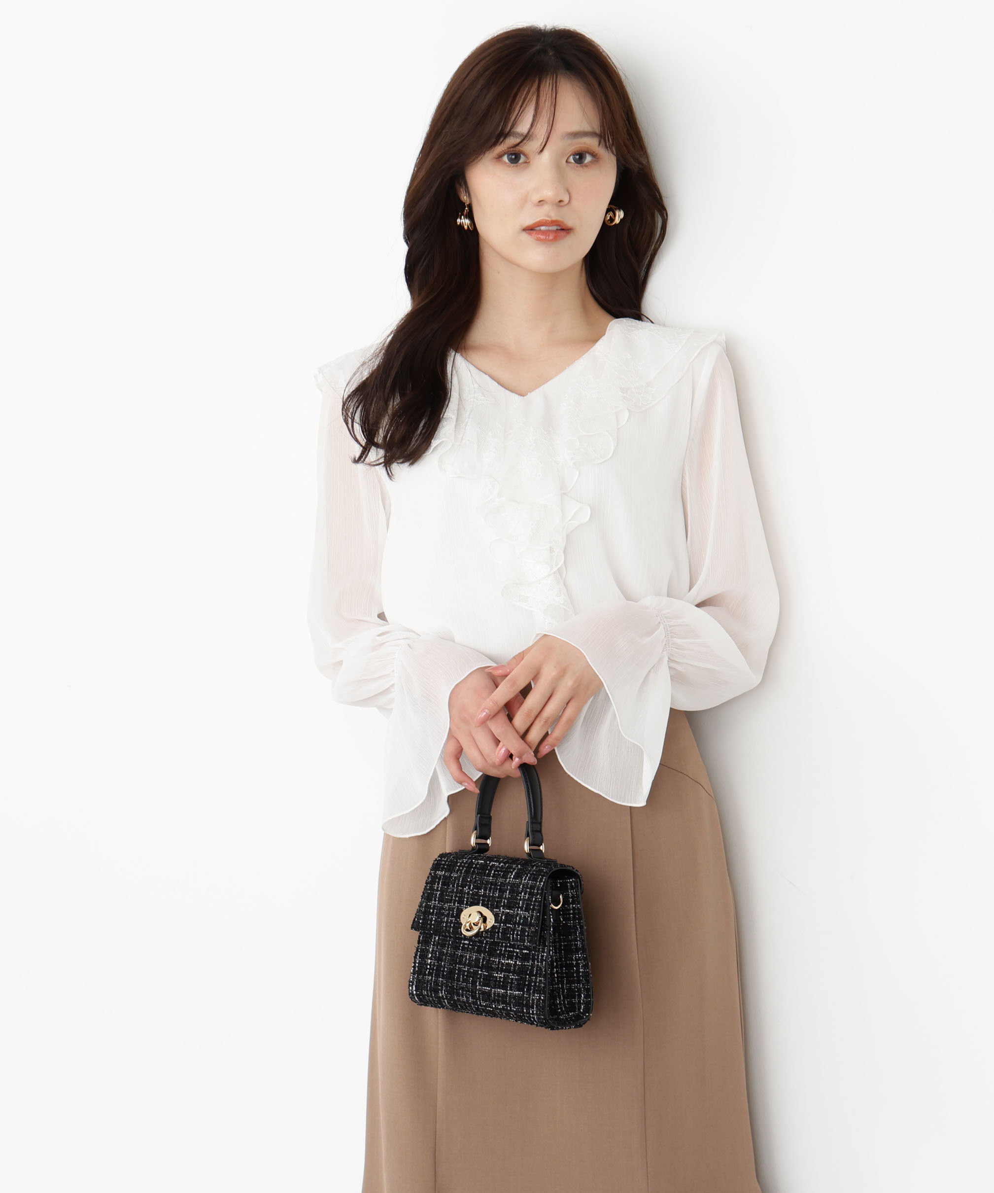 PROPORTION BODY DRESSING「レースフリル楊柳ブラウス」|シャツ・ブラウス|ホワイト