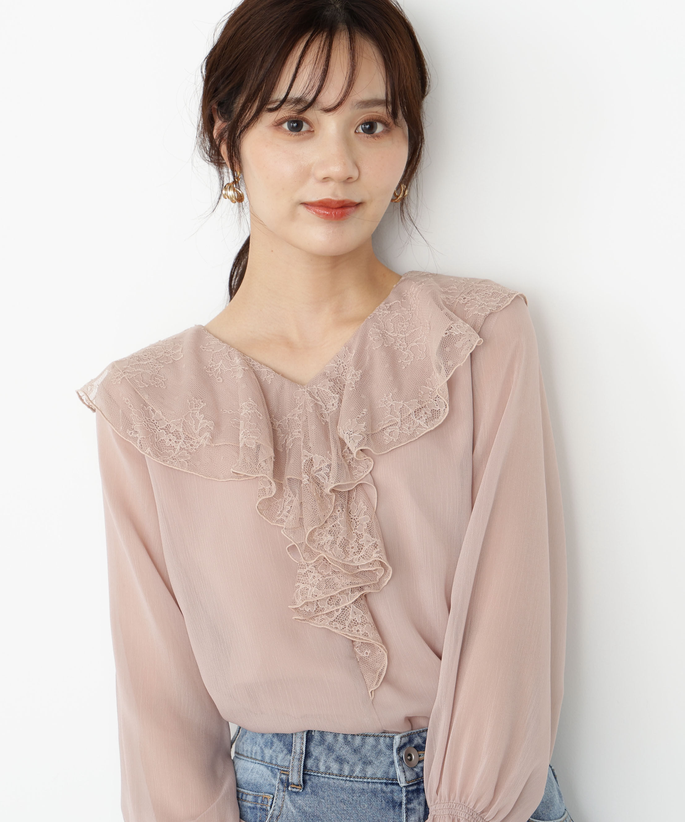 PROPORTION BODY DRESSING「レースフリル楊柳ブラウス」|シャツ・ブラウス|ピンク