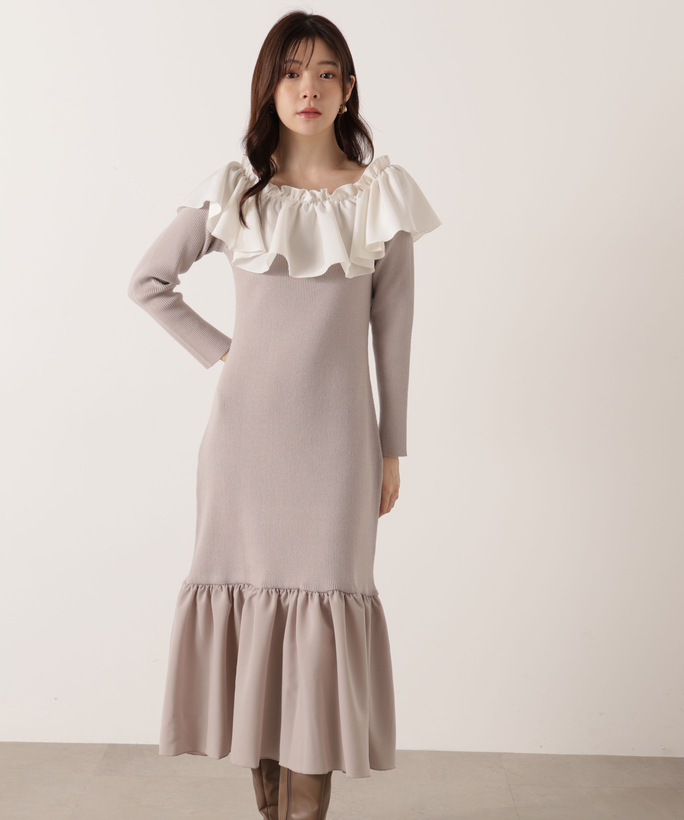PROPORTION BODY DRESSING「2wayオフショルニットワンピース 25AW」|ワンピース|