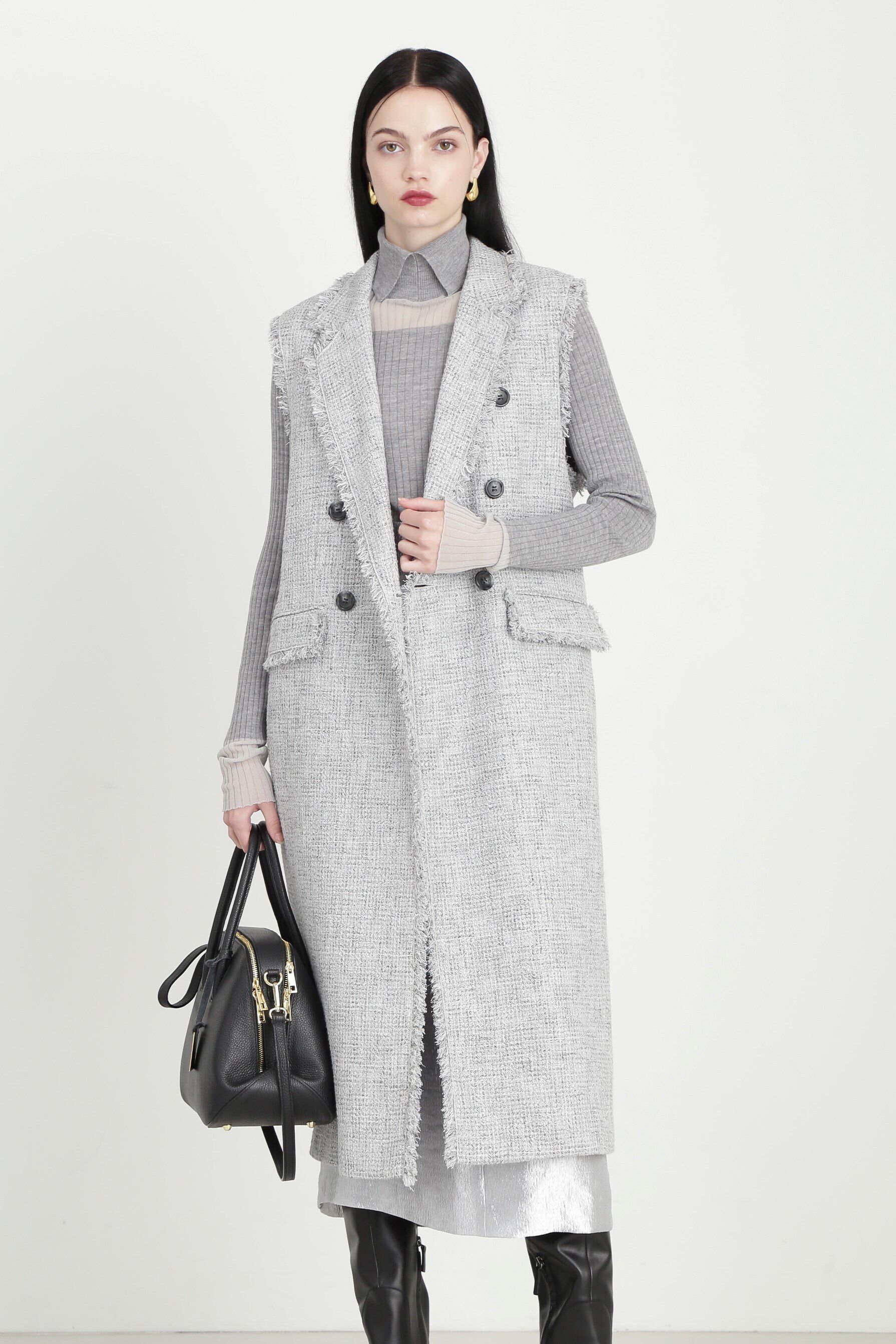  「[URBAN PRECIOUS] ダブルブレストツイードジレ」|その他|グレー1