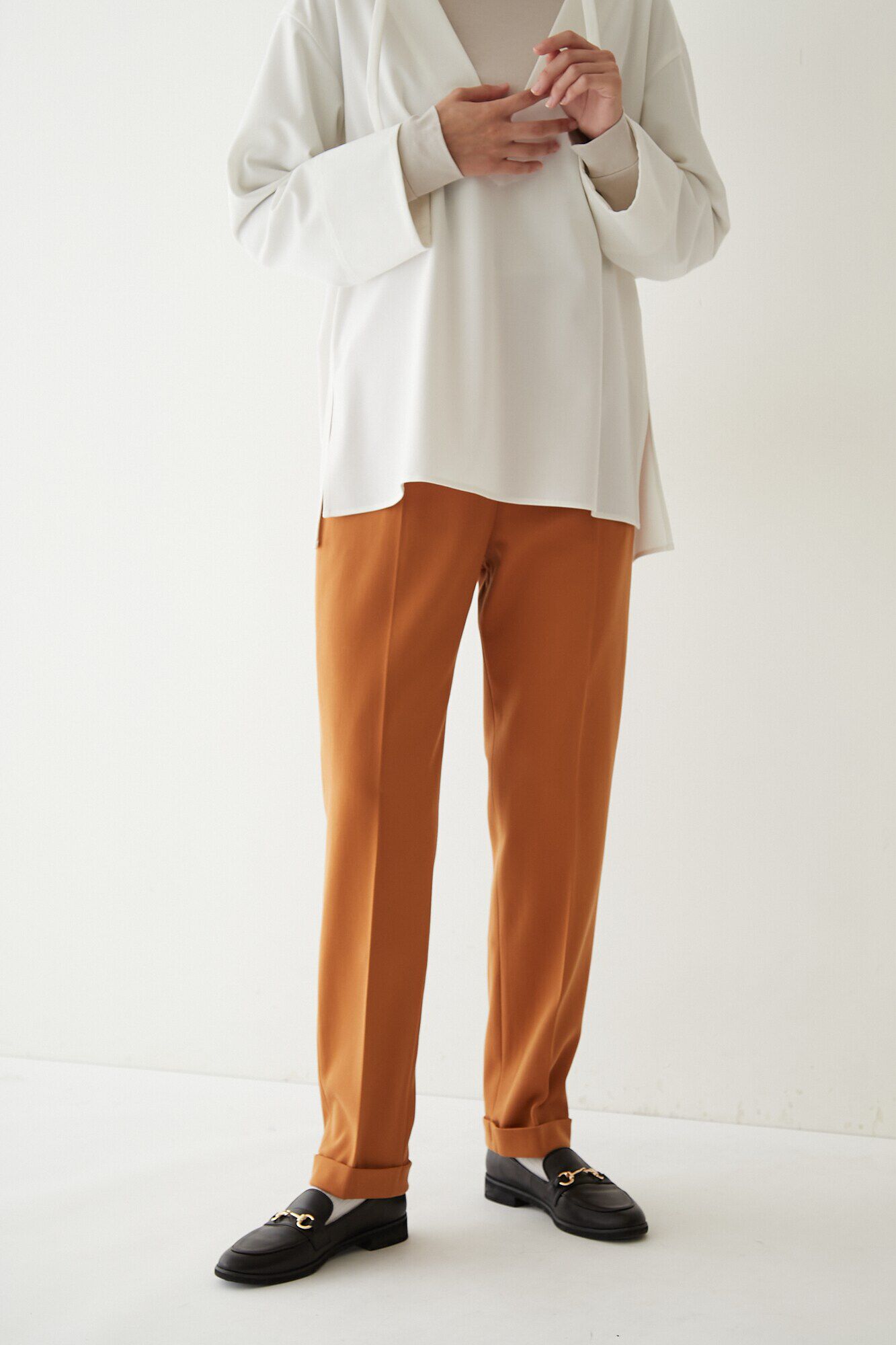  「◆ウールカラーテーパードパンツ」|その他|オレンジ