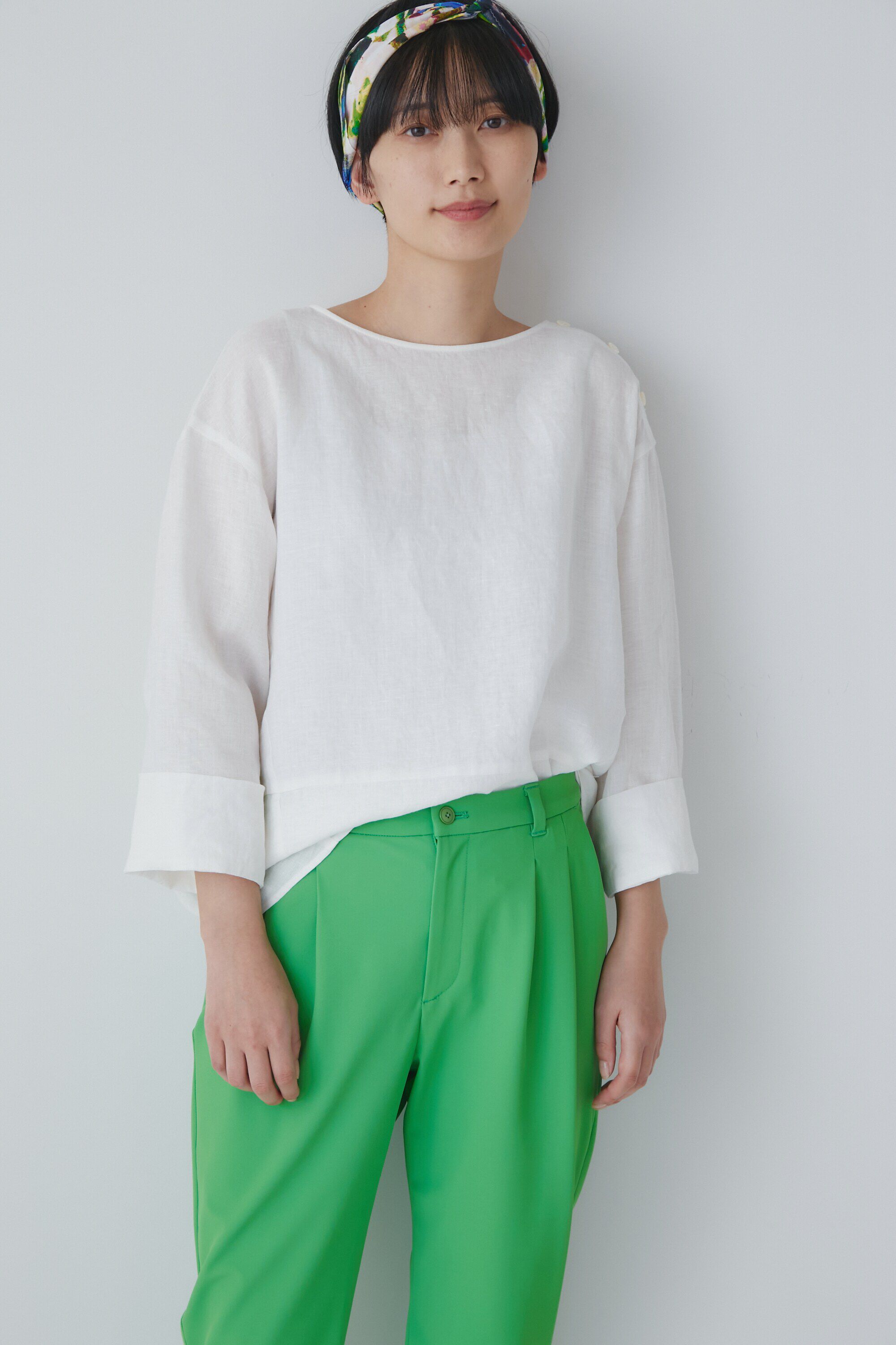  「◆ハードマンリネンショルダーボタンブラウス」|シャツ・ブラウス|オフホワイト