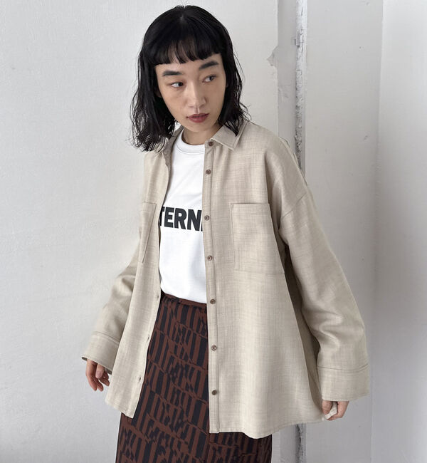 Doux archives「【SETUP可能】ウォッシャブルサファリシャツ」|シャツ・ブラウス|BEIGE