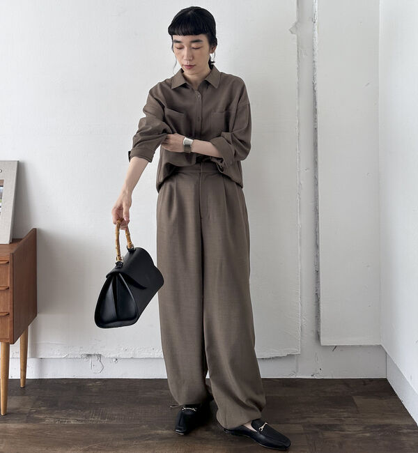 Doux archives「【SETUP可能】ウォッシャブルサファリシャツ」|シャツ・ブラウス|