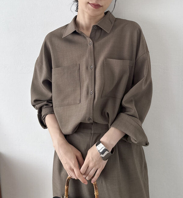 Doux archives「【SETUP可能】ウォッシャブルサファリシャツ」|シャツ・ブラウス|