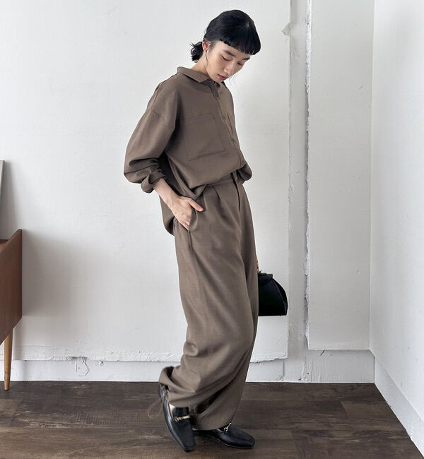 Doux archives「【SETUP可能】ウォッシャブルサファリシャツ」|シャツ・ブラウス|