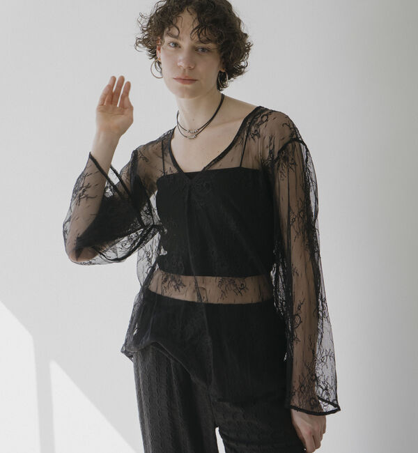 Doux archives「Ｖネックレースブラウス」|シャツ・ブラウス|