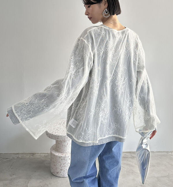 Doux archives「Ｖネックレースブラウス」|シャツ・ブラウス|