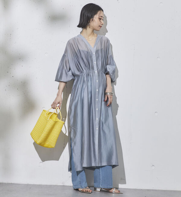 Doux archives「シアーギャザーシャツワンピース」|ワンピース|GRAY