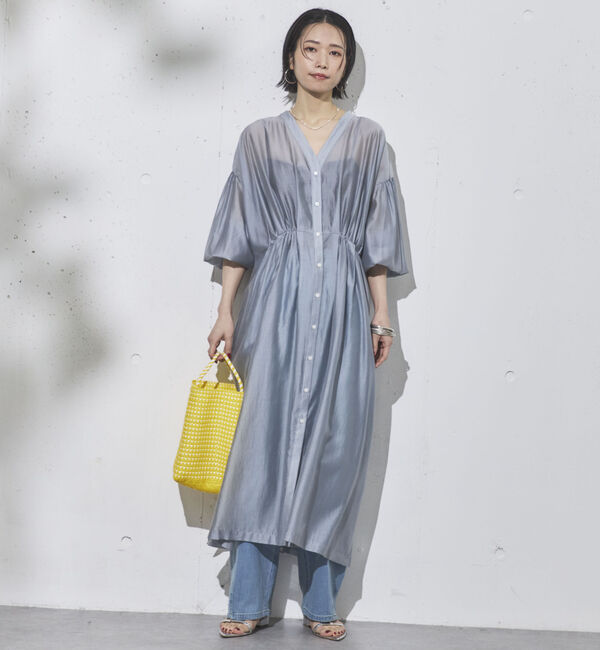 Doux archives「シアーギャザーシャツワンピース」|ワンピース|