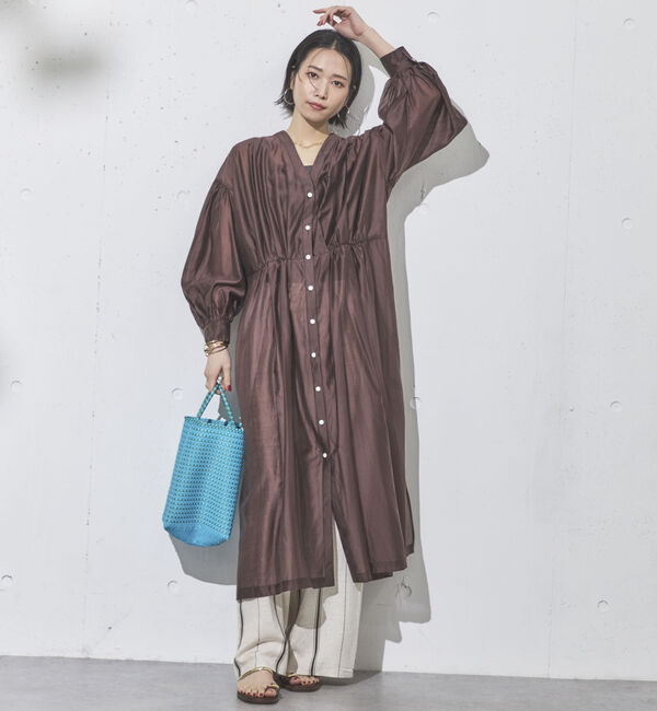 Doux archives「シアーギャザーシャツワンピース」|ワンピース|