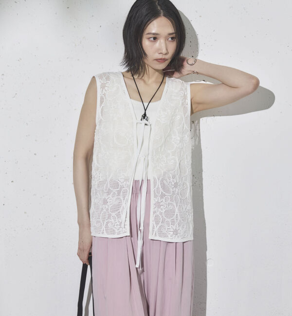 Doux archives「コードレースメッシュベスト」|テーラードジャケット|OFF WHITE