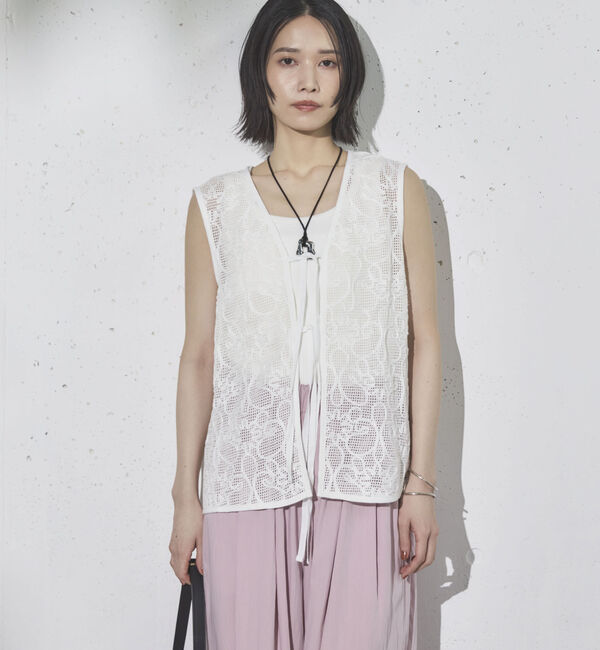 Doux archives「コードレースメッシュベスト」|テーラードジャケット|
