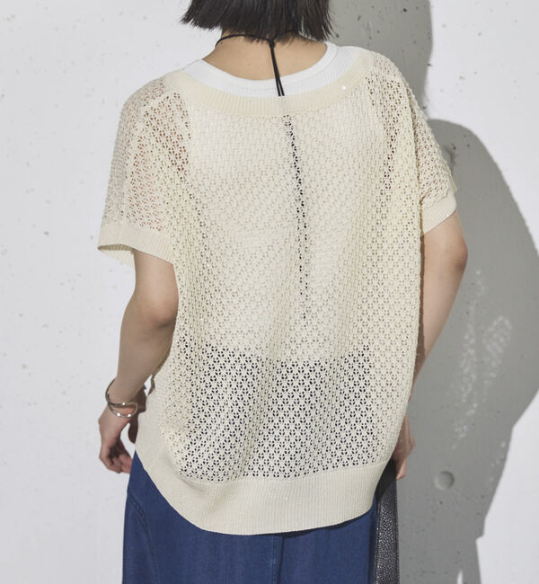 Doux archives「スパンコールメッシュニット」|ニット・セーター|