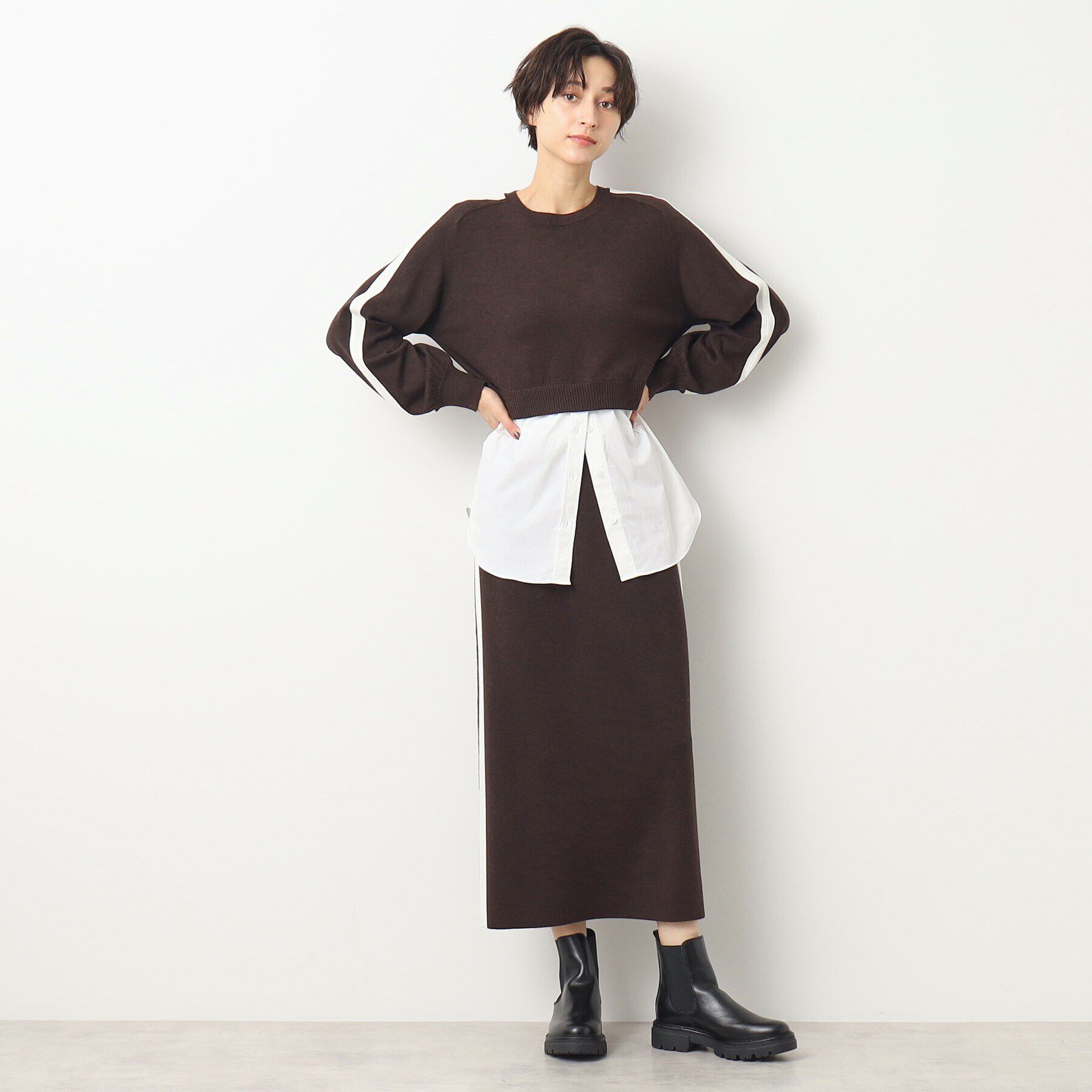 Dessin「【セットアップ企画・洗える】シャツ付きニット＆スカート」|スーツ|