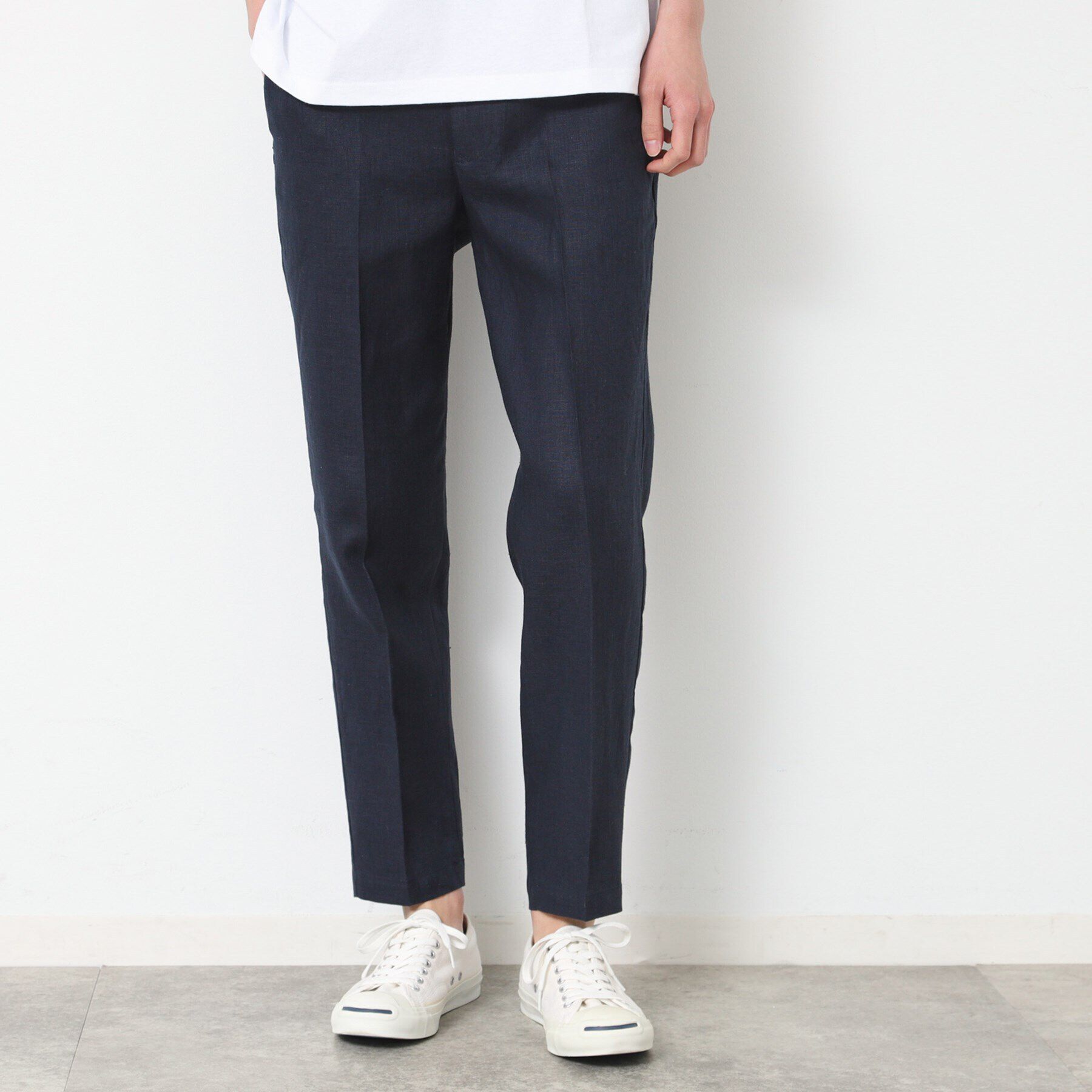 Dessin「【ウエストゴム・洗える】麻リラックスパンツ」|その他|ネイビー(094)