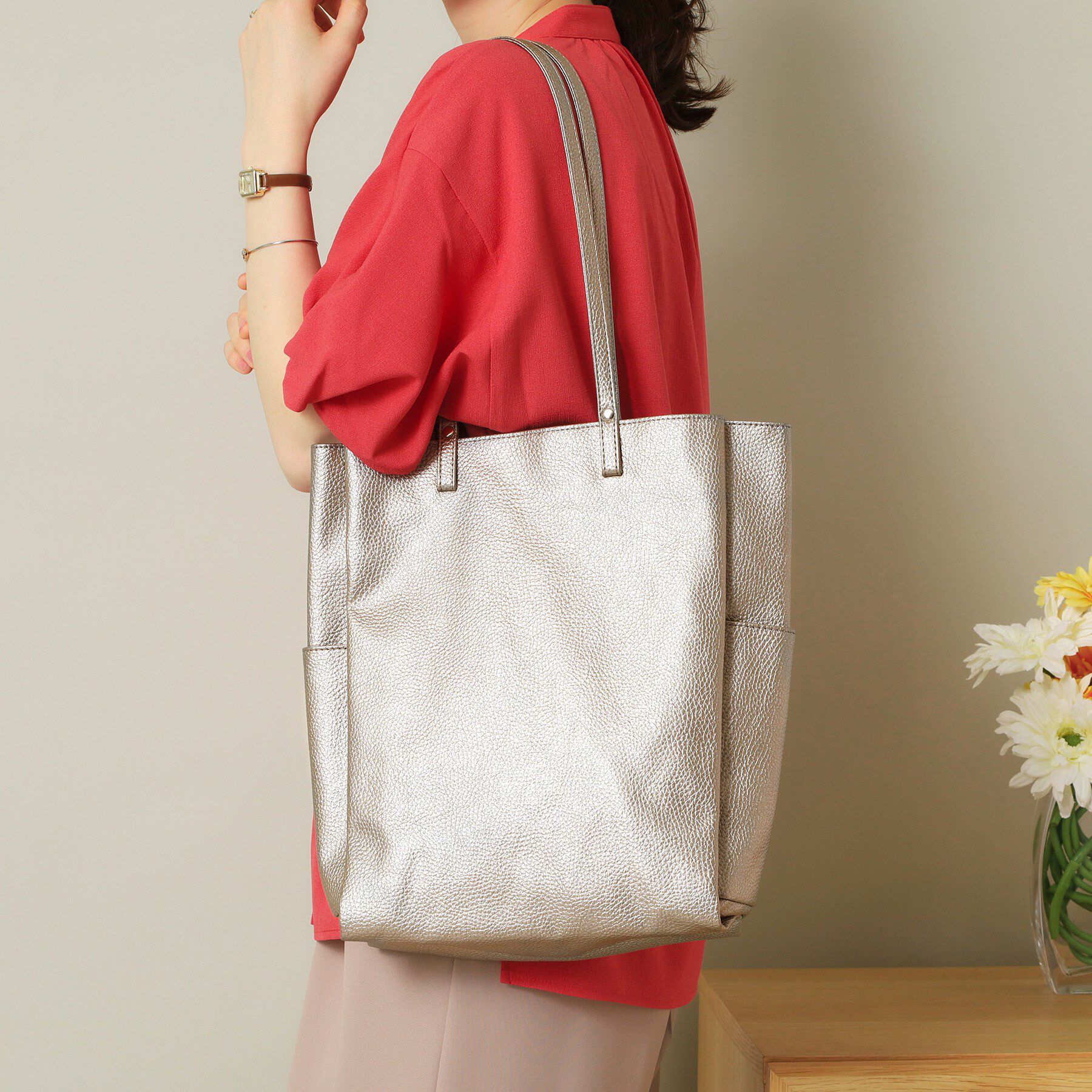 ITS&rsquo;DEMO「【A4対応】縦型三層トート」|トートバッグ|ブロンズ(008)