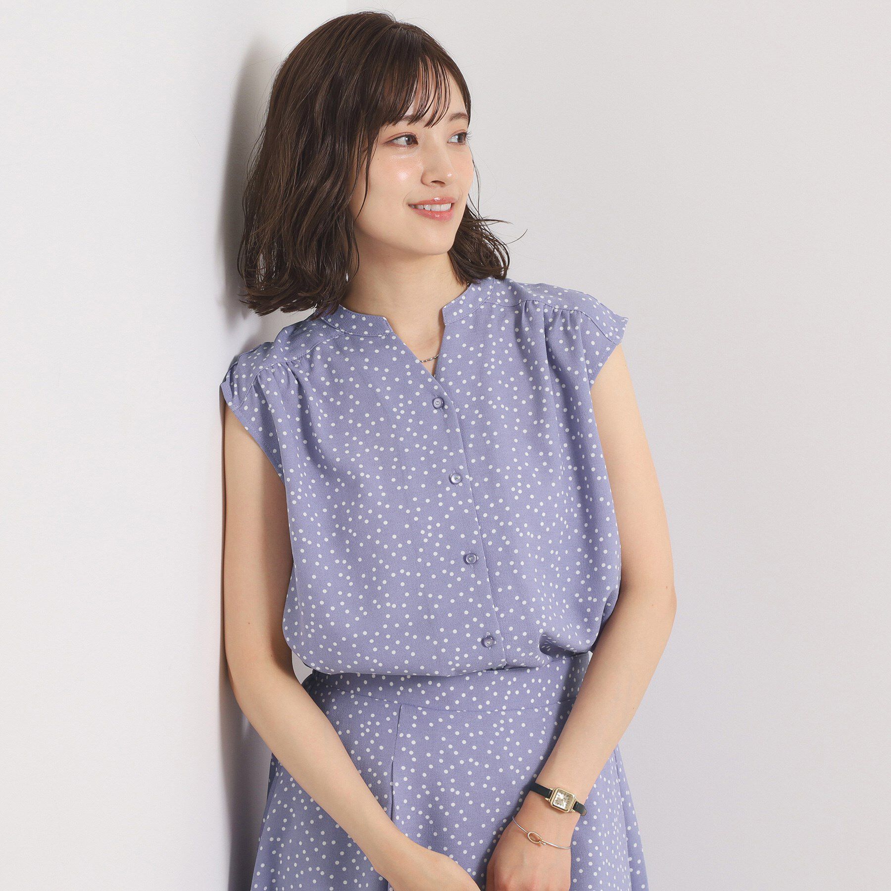 ITS&rsquo;DEMO「【UVカット／速乾／冷感／洗濯機OK／洗濯後しわになりにくい】麻調ストレッチ前開きブラウス＜ラク服シ」|シャツ・ブラウス|