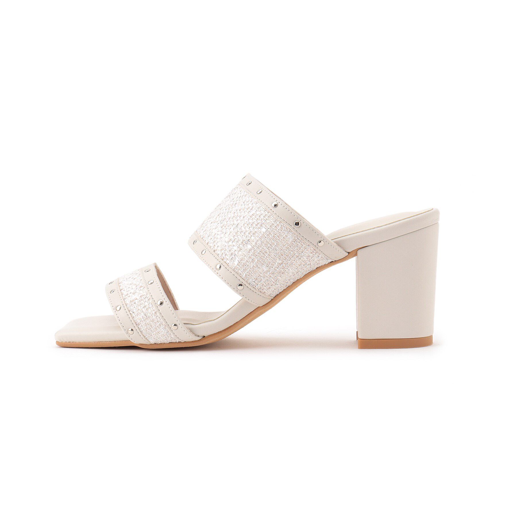 ESPERANZA「ツイードカシメスタッズミュールサンダル」|サンダル|