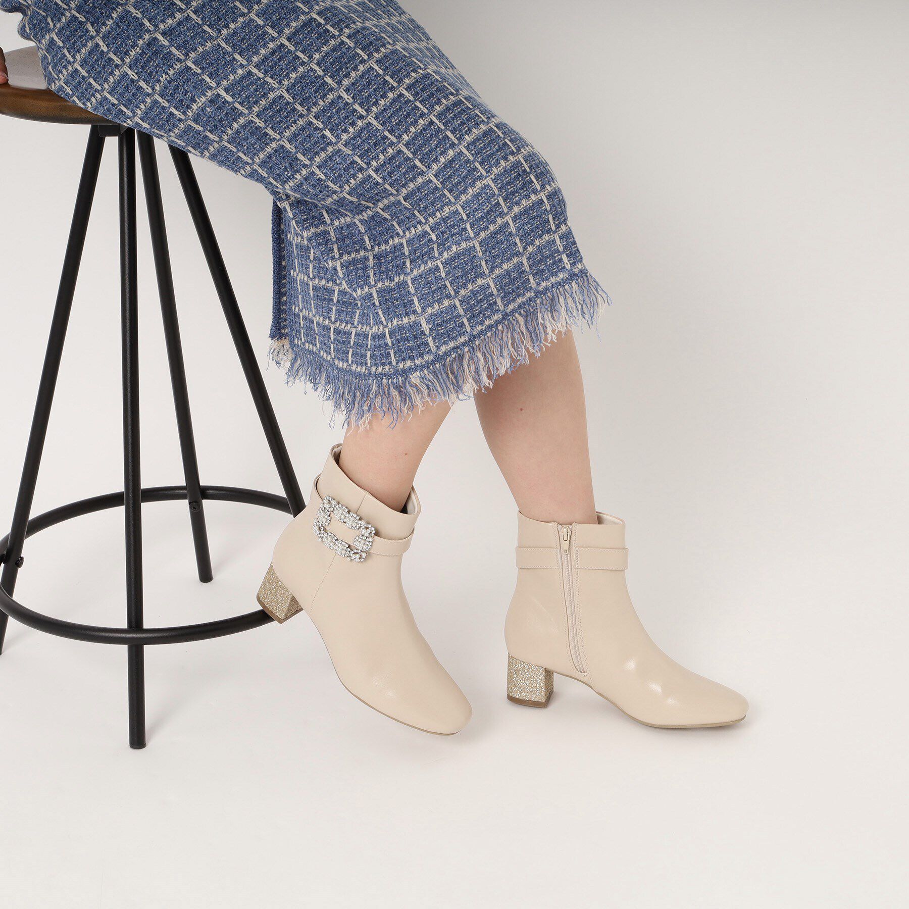 ESPERANZA「ラメヒールビジューショートブーツ」|ショートブーツ|