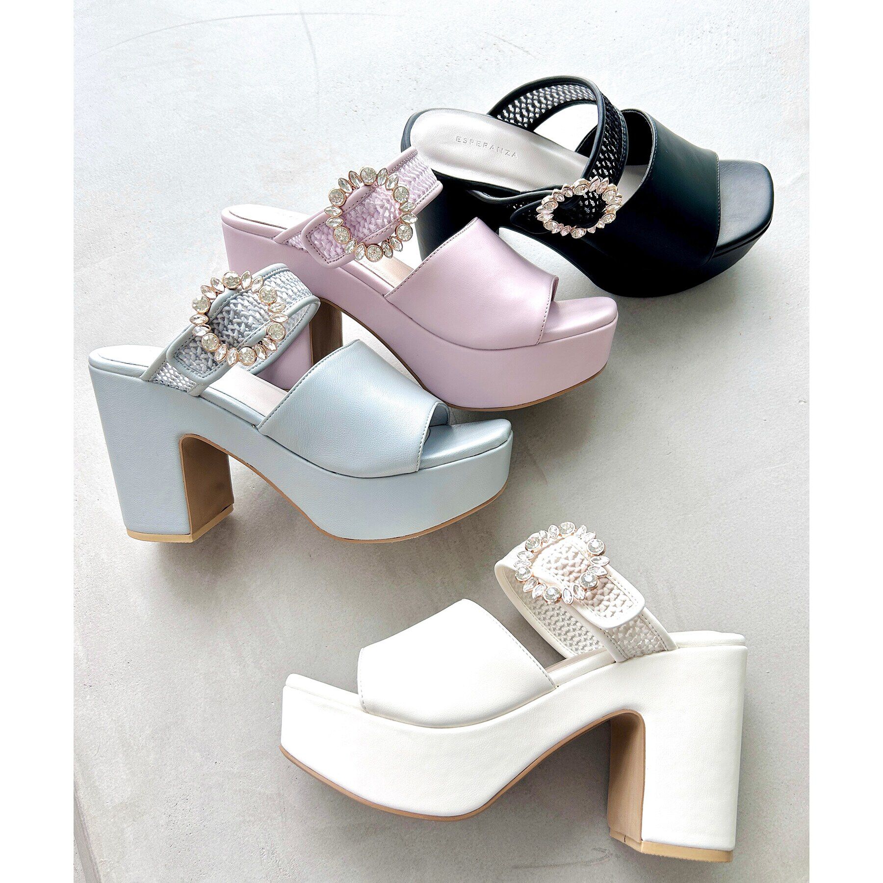 ESPERANZA「飾りバックル一体底ミュール 24SS」|サンダル|