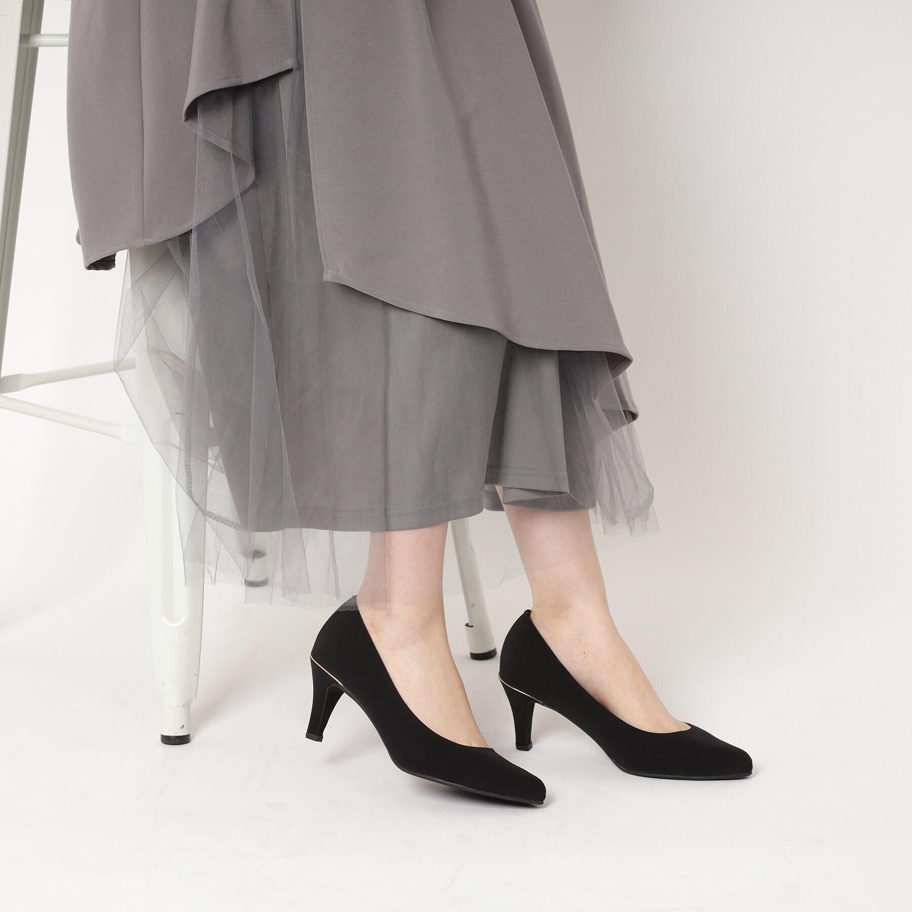 ESPERANZA「【12時間パンプス】約7.5㎝／アソート素材　歩きやすくて疲れにくい」|パンプス|サテンブラック(31