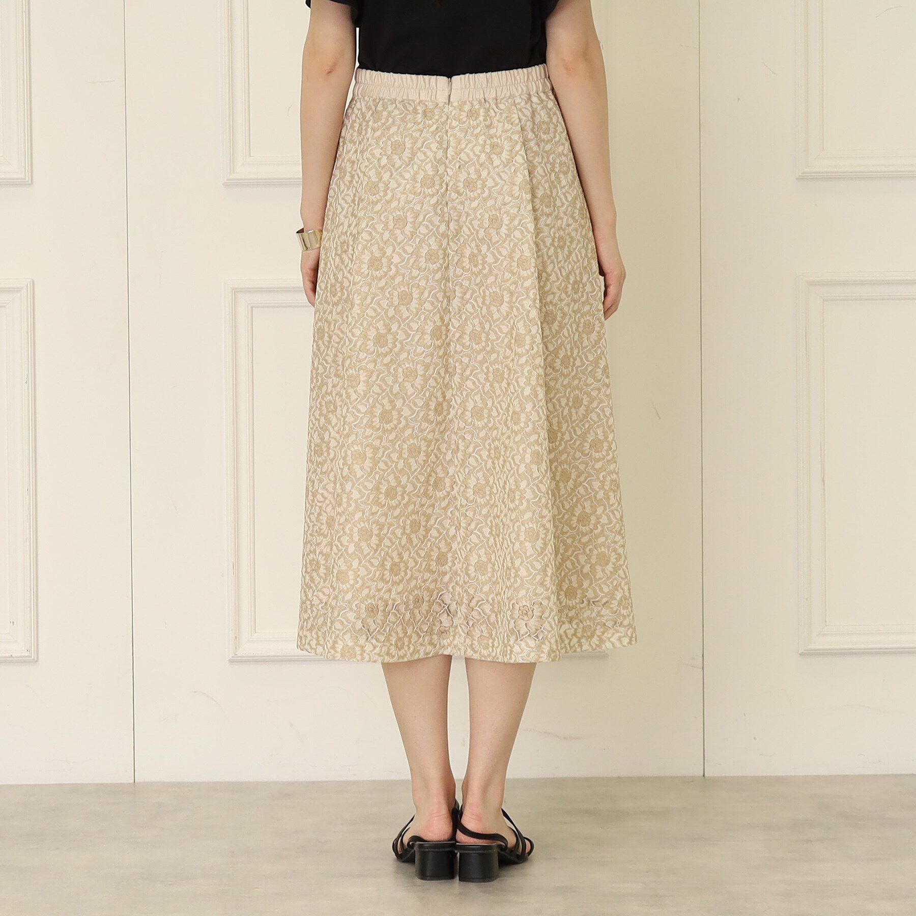 SunaUna「【シアー素材／レース】ふんわりタックスカート」|スカート|