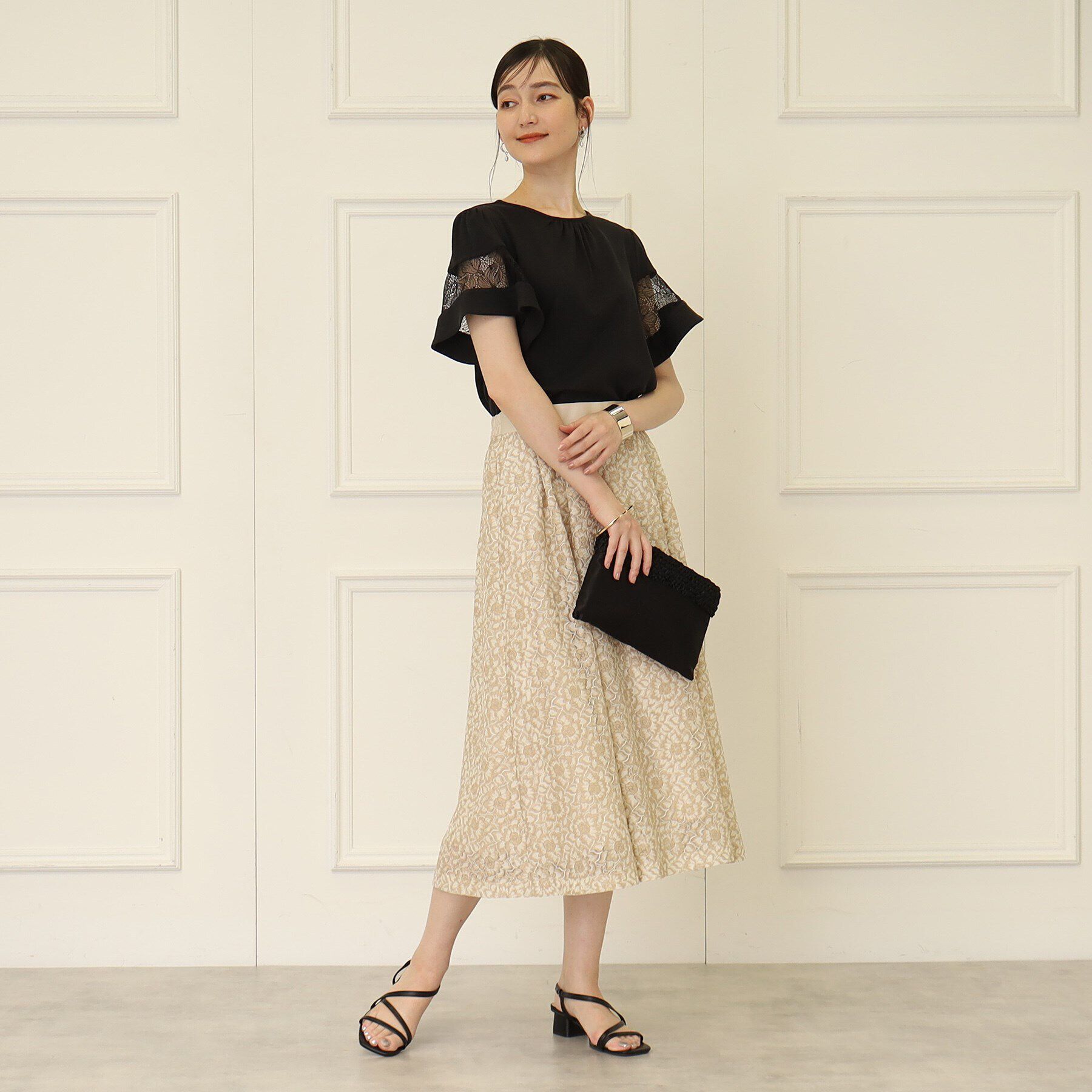 SunaUna「【シアー素材／レース】ふんわりタックスカート」|スカート|