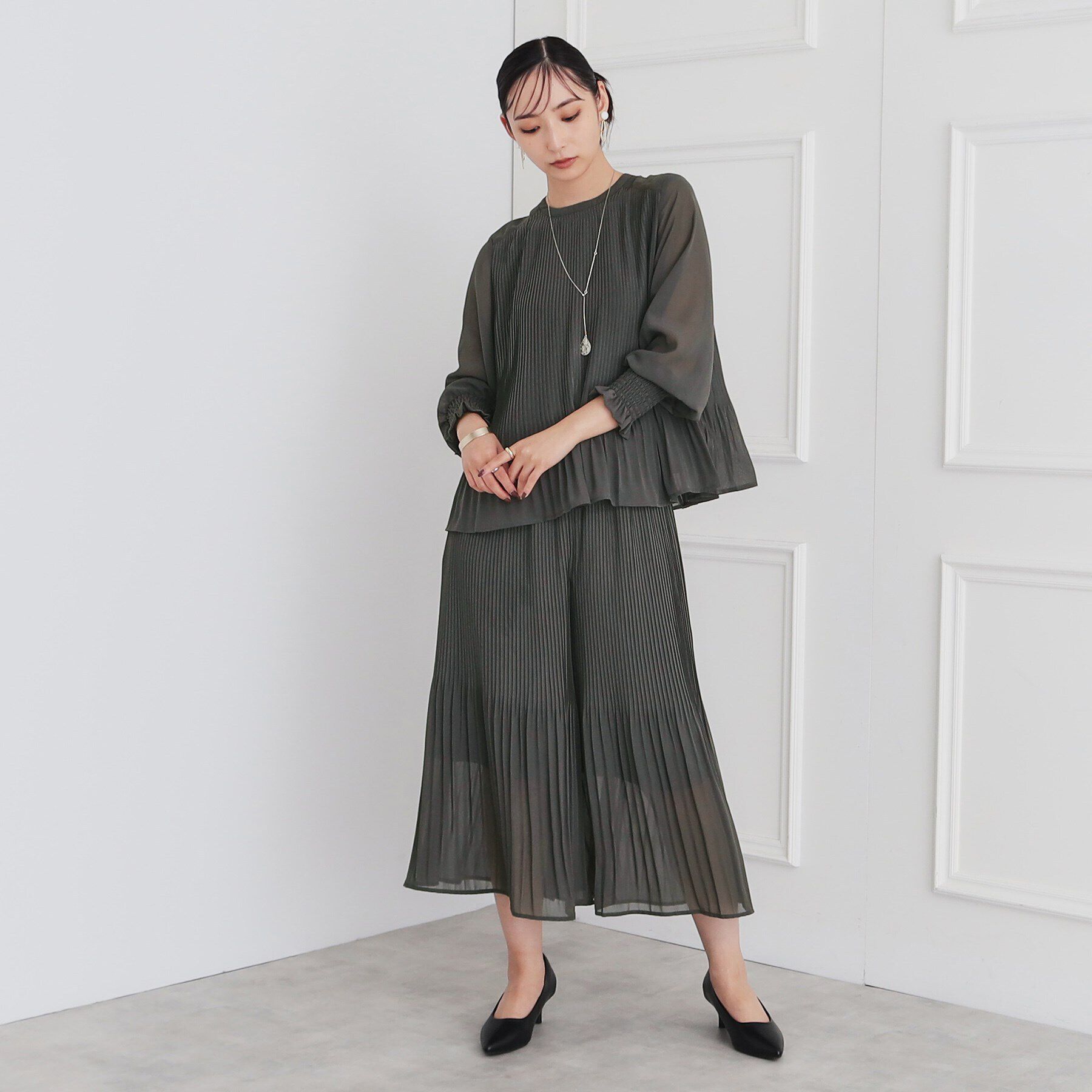 SunaUna「【セットアップ可／ウォッシャブル】プリーツワイドパンツ」|その他|