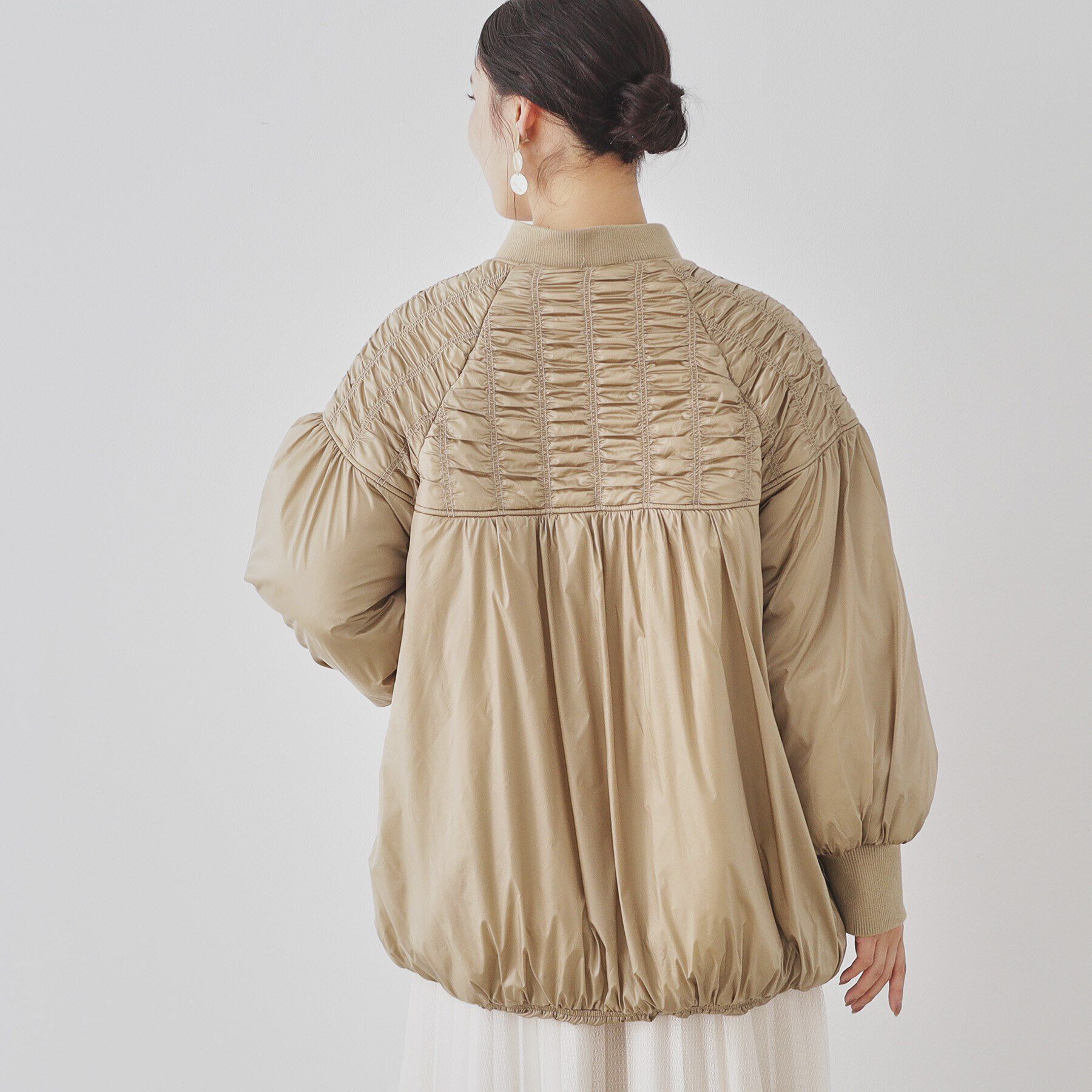 SunaUna「【裾バルーン／袖口リブ】中綿コート」|ブルゾン・スタジャン|