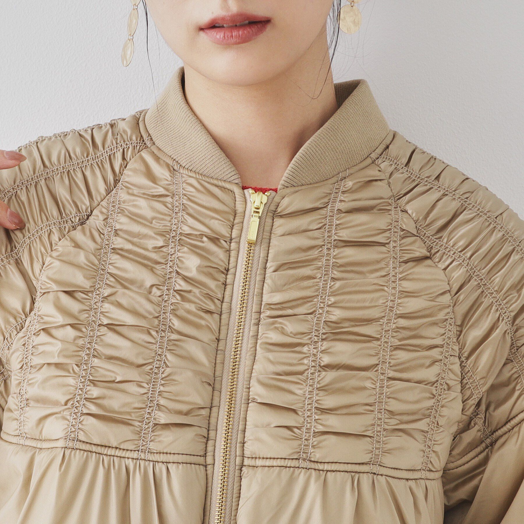 SunaUna「【裾バルーン／袖口リブ】中綿コート」|ブルゾン・スタジャン|