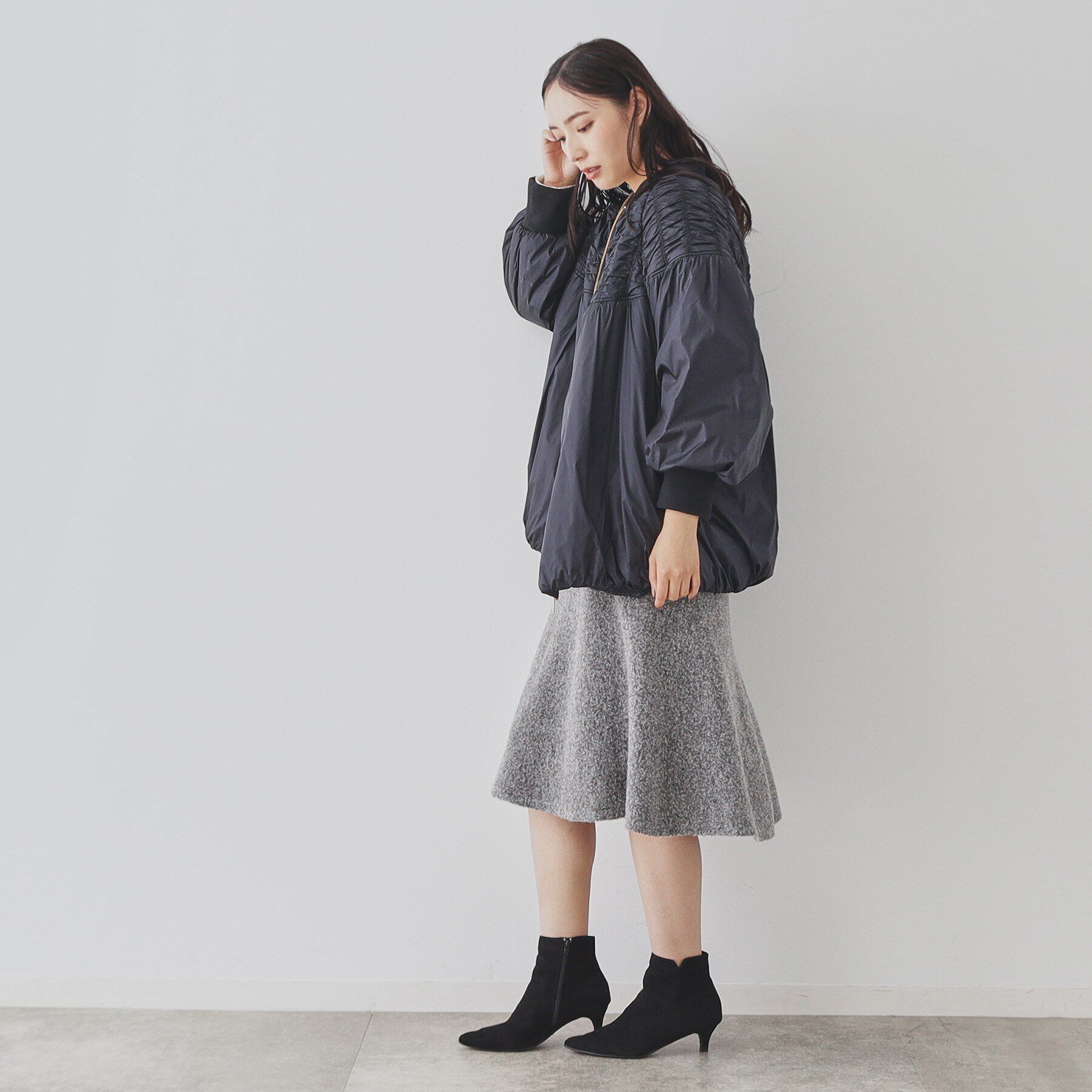 SunaUna「【裾バルーン／袖口リブ】中綿コート」|ブルゾン・スタジャン|