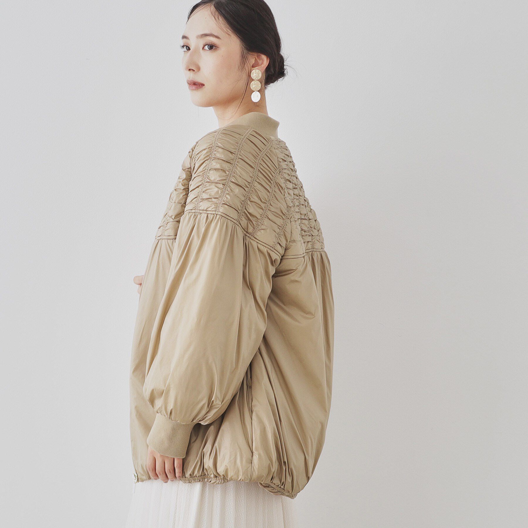 SunaUna「【裾バルーン／袖口リブ】中綿コート」|ブルゾン・スタジャン|