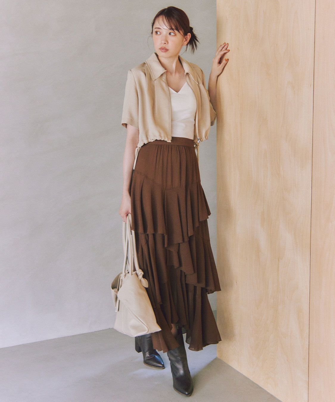 COCO DEAL「ティアードフリルスカート」|スカート|ブラウン