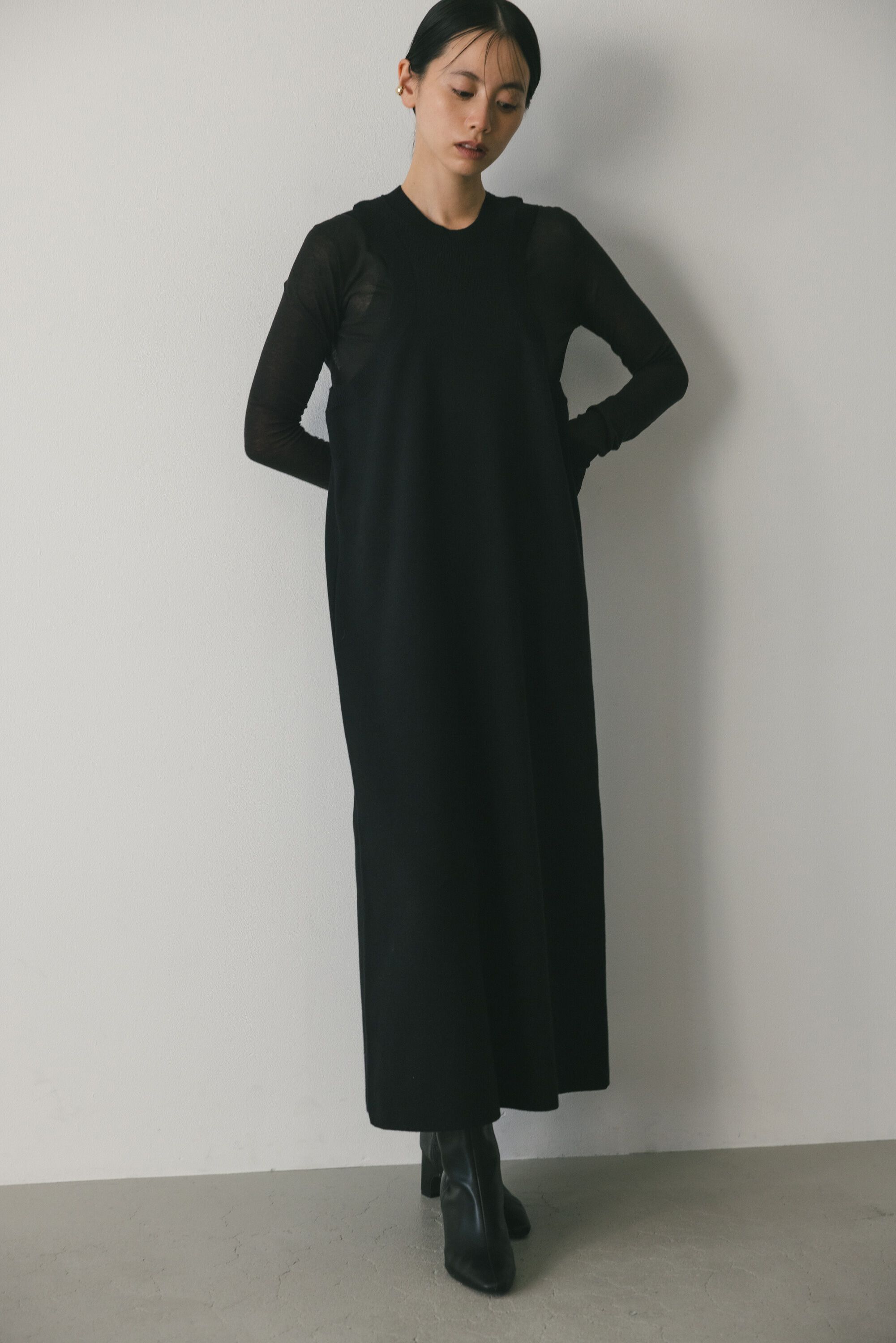 STYLEMIXER「2ピースアメスリニットシアーワンピース」|ワンピース|BLK