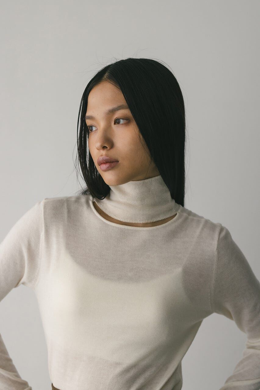 STYLEMIXER「2WAYウォッシャブルハイネックオープンニット」|ニット・セーター|WHT