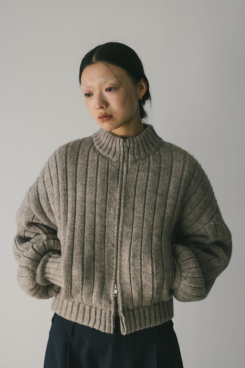 STYLEMIXER「パッファーニットジップカーデ」|カーディガン|