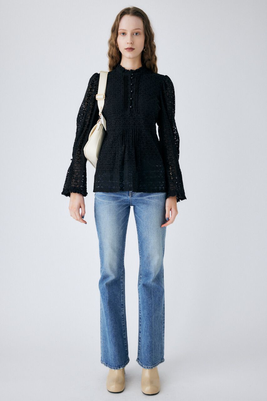 MOUSSY「RUSSELL LACE ブラウス」|シャツ・ブラウス|BLK