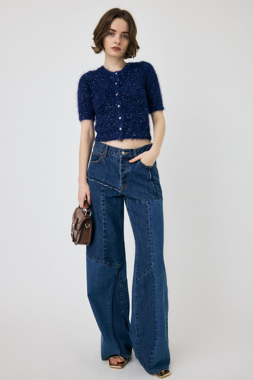 MOUSSY「SHAGGY GLITTER KNIT カーディガン」|カーディガン|