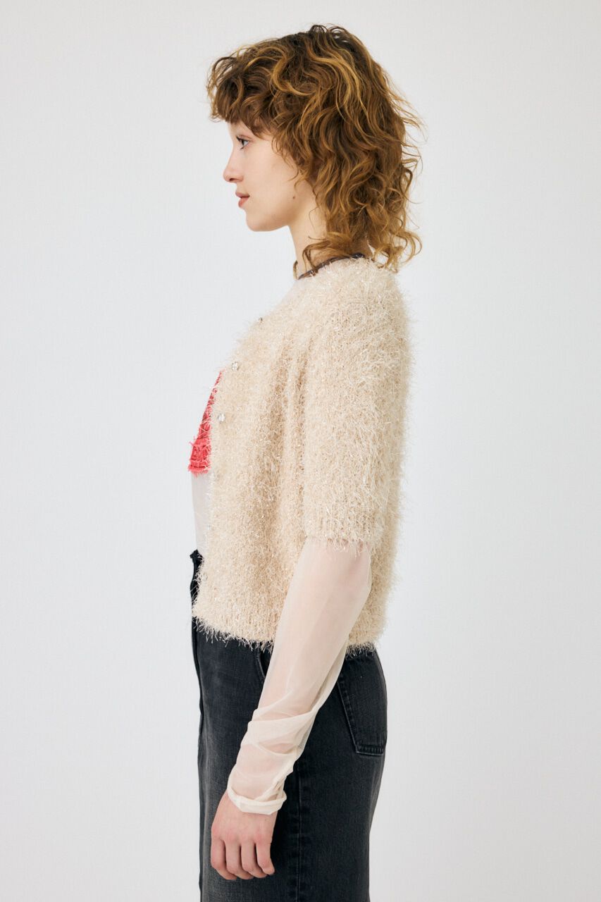 MOUSSY「SHAGGY GLITTER KNIT カーディガン」|カーディガン|