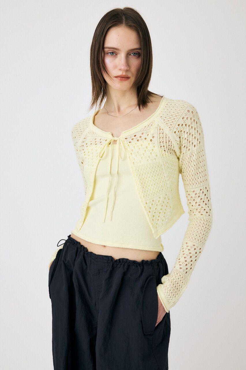 MOUSSY「OPENWORK KNIT アンサンブル」|ニット・セーター|L/YEL1