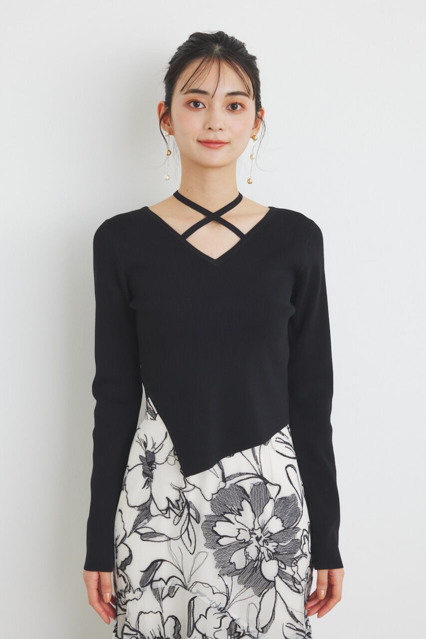 rienda「アシンメトリーストリングKnit TOP」|ニット・セーター|