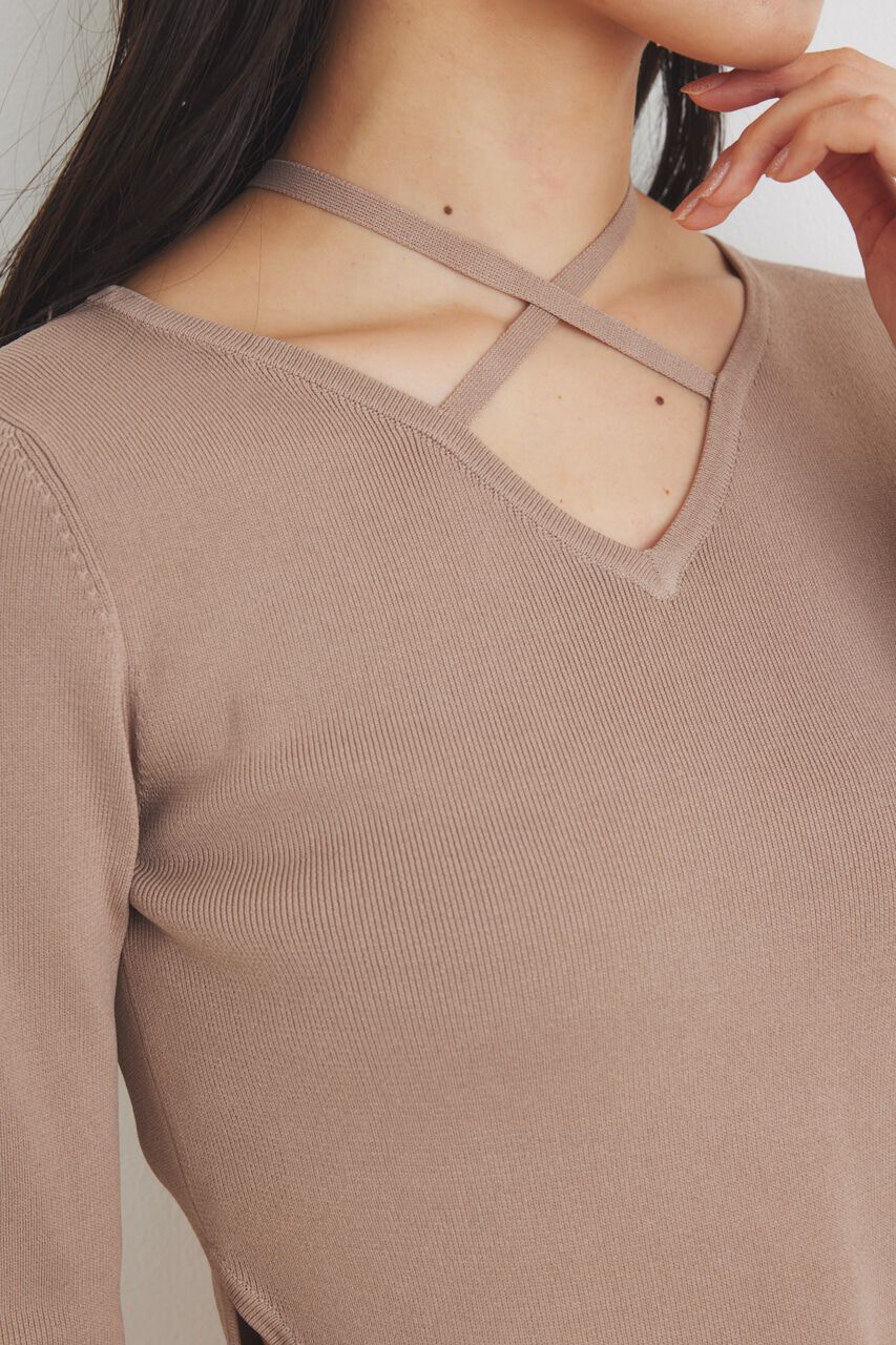 rienda「アシンメトリーストリングKnit TOP」|ニット・セーター|