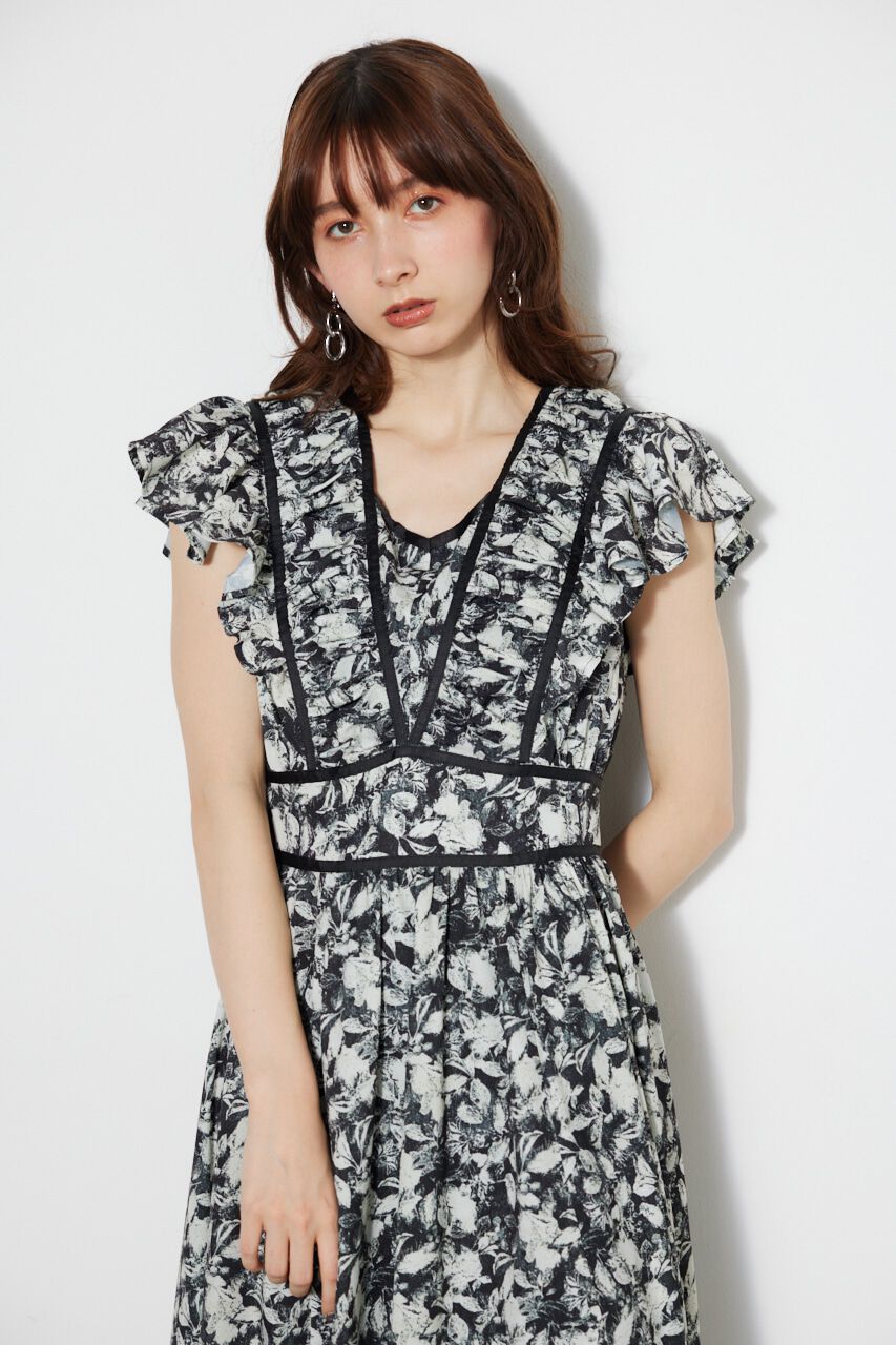 rienda「トリミングテープギャザーフレアOP」|ワンピース|