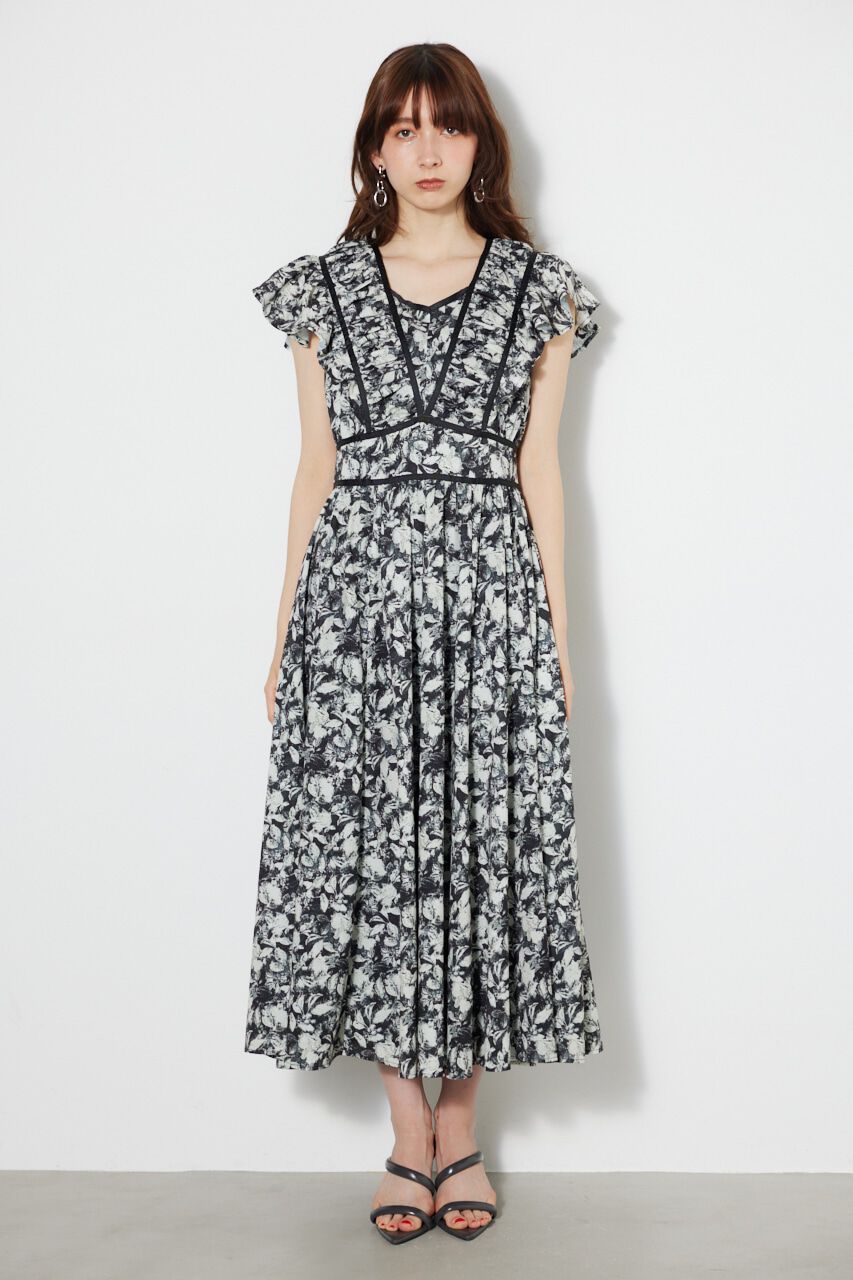 rienda「トリミングテープギャザーフレアOP」|ワンピース|